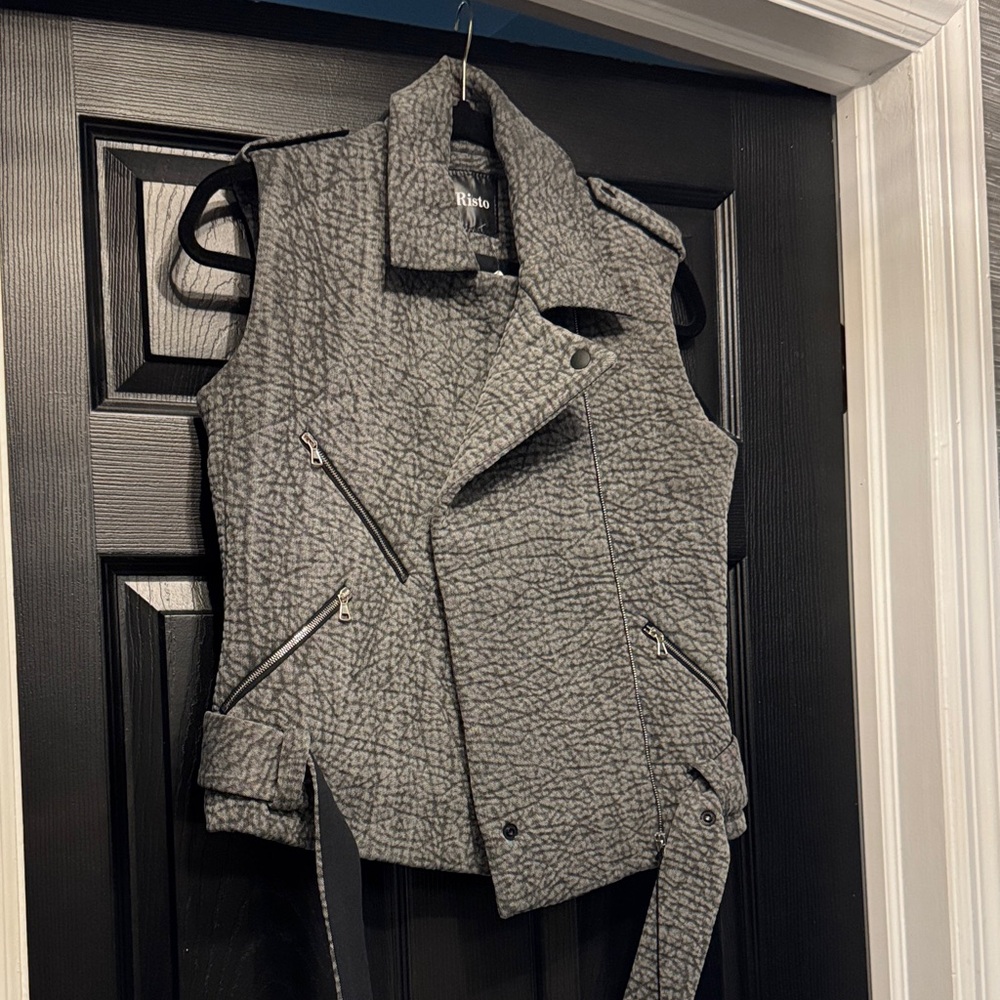 Women's Gray Moto Vest
